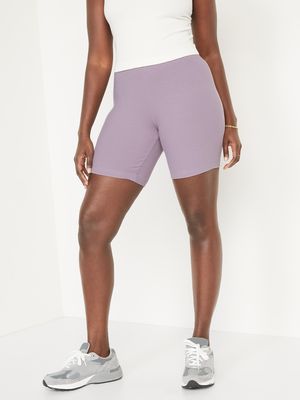 High-Waisted Rib-Knit Biker Shorts for Women - 8-inch inseam