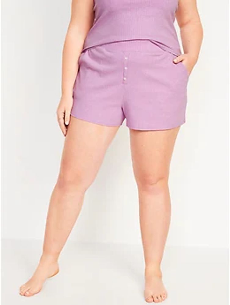 High-Waisted Rib-Knit Pajama Shorts for Women - 3-inch inseam