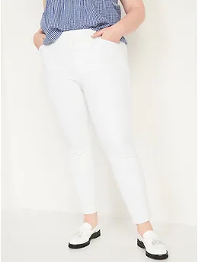 High-Waisted White Pixie Skinny Ankle Pants for Women
