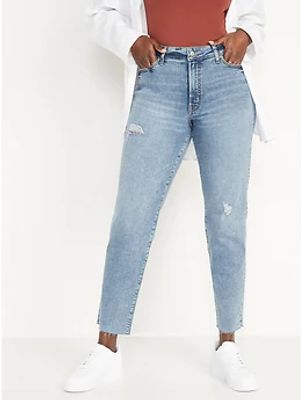 High-Waisted OG Straight Extra Stretch Ripped Cut-Off Jeans for Women