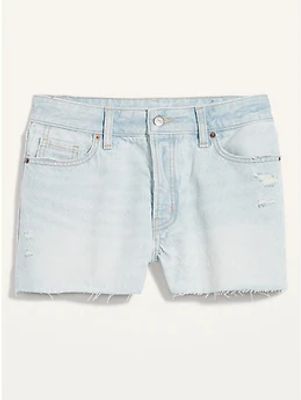 High-Waisted Button-Fly O.G. Straight Cut-Off Non-Stretch Jean Shorts - 1.5-inch inseam