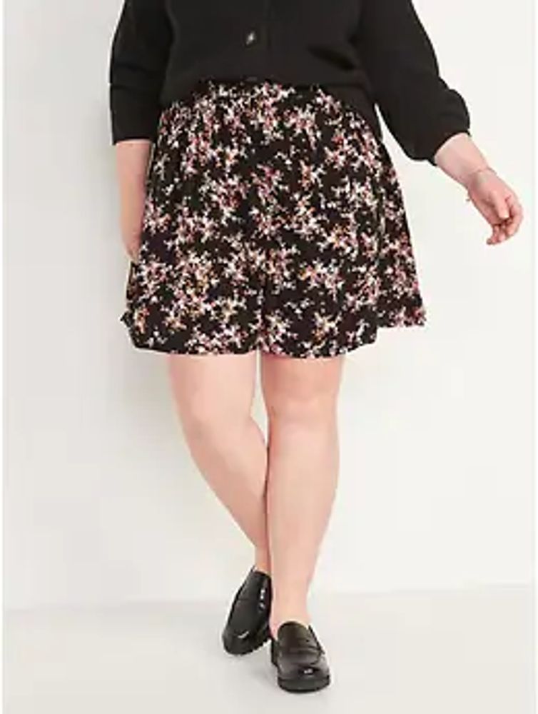 Floral-Print A-Line Mini Skirt for Women