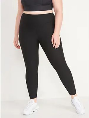 High-Waisted PowerSoft Rib-Knit Side-Pocket 7/8-Length Leggings for Women
