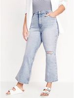 Higher High-Waisted Cropped Ripped Flare Jeans for Women