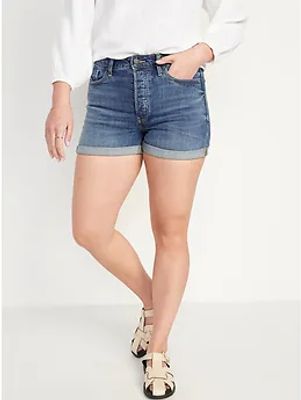 High-Waisted Button-Fly O.G. Straight Jean Shorts for Women - 3-inch inseam