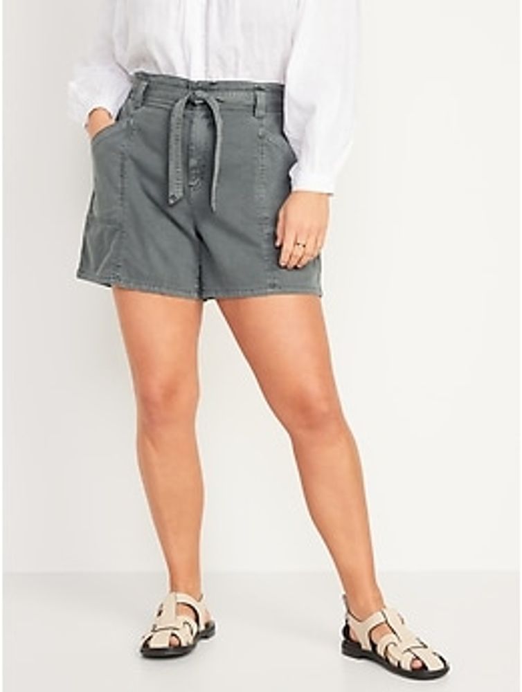 High-Waisted Twill Workwear Shorts for Women - 4.5-inch inseam