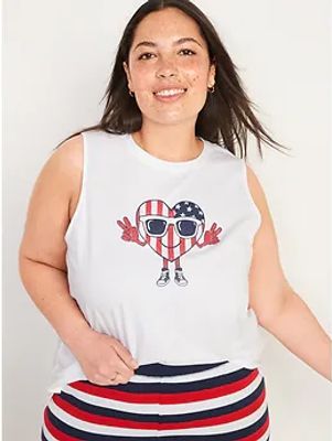 Matching Americana Sleeveless Pajama T-Shirt for Women