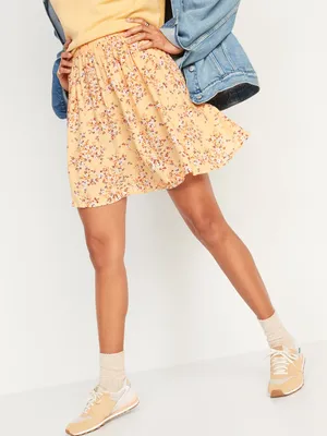 Floral-Print A-Line Mini Skirt