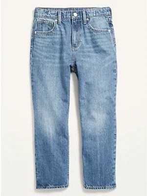 High-Waisted Slouchy Straight Light-Wash Jeans for Girls