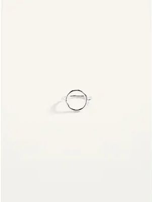 Silver-Toned Circle Ring for Women
