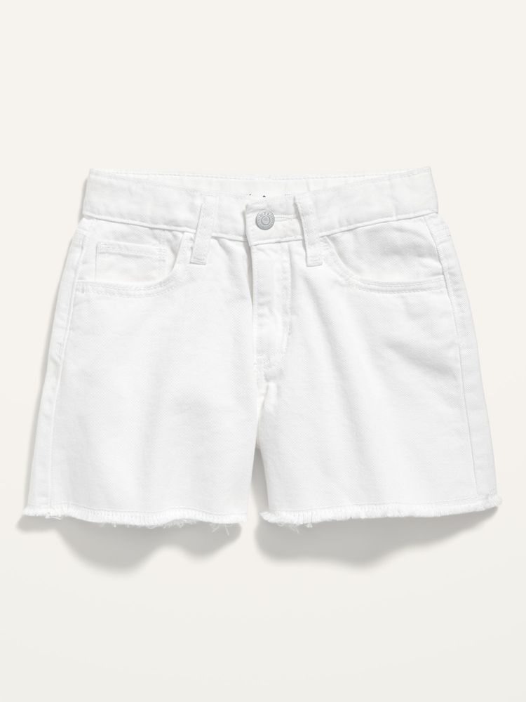 High-Waisted Frayed-Hem Twill Shorts for Girls