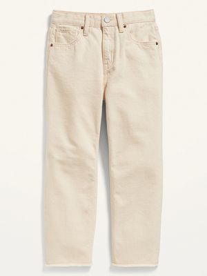 High-Waisted Slouchy Straight Frayed-Hem Jeans for Girls