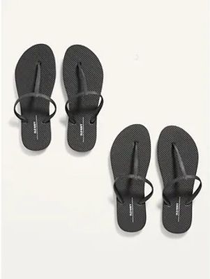 T-Strap Flip-Flop Sandals 2-Pack for Women (Partially Plant-Based