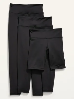 PowerPress Leggings & Biker Shorts Variety 3-Pack for Girls