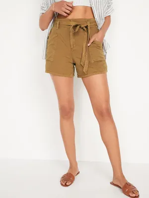 High-Waisted Twill Workwear Shorts - 4.5-inch inseam