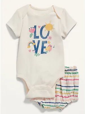 Short-Sleeve Bodysuit and Bloomers Set for Baby