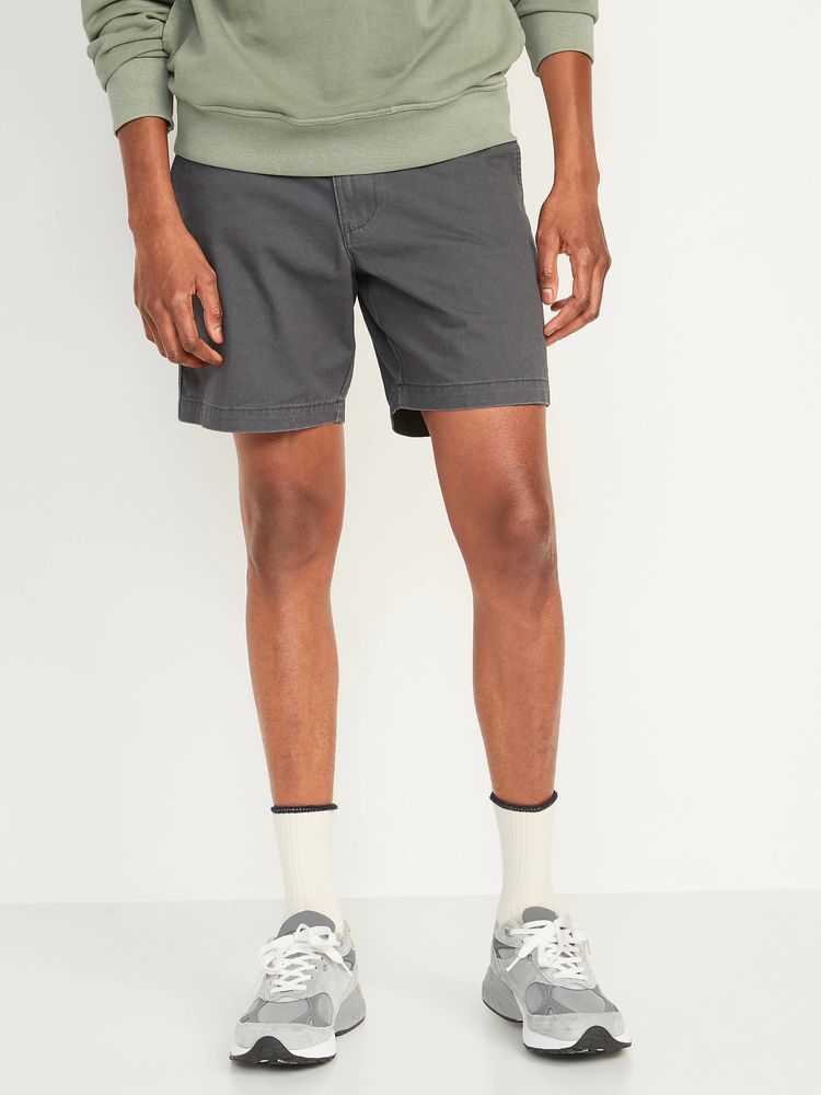 Straight Lived-In Khaki Non-Stretch Shorts for Men - 7-inch inseam