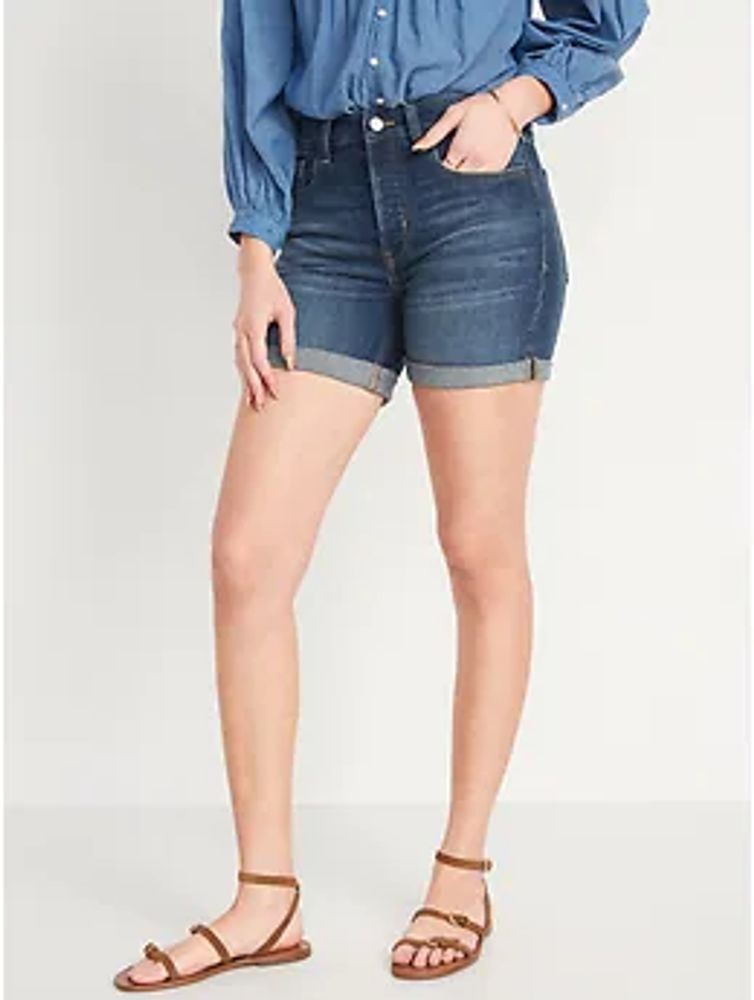 High-Waisted Button-Fly O.G. Straight Jean Shorts for Women - 5-inch inseam