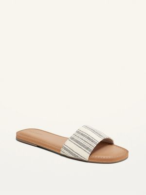 Striped Textile Slide Sandals for Women