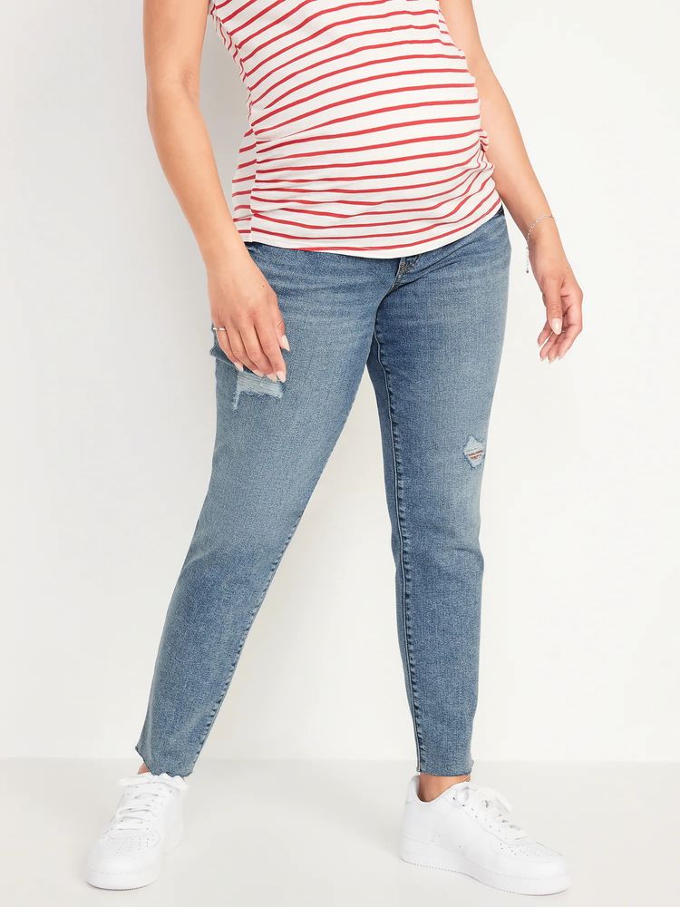 Maternity Front Low-Panel Wide Leg Jeans