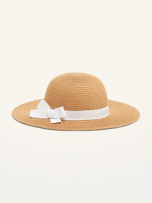 Straw Ribbon Bow-Tie Sun Hat for Baby