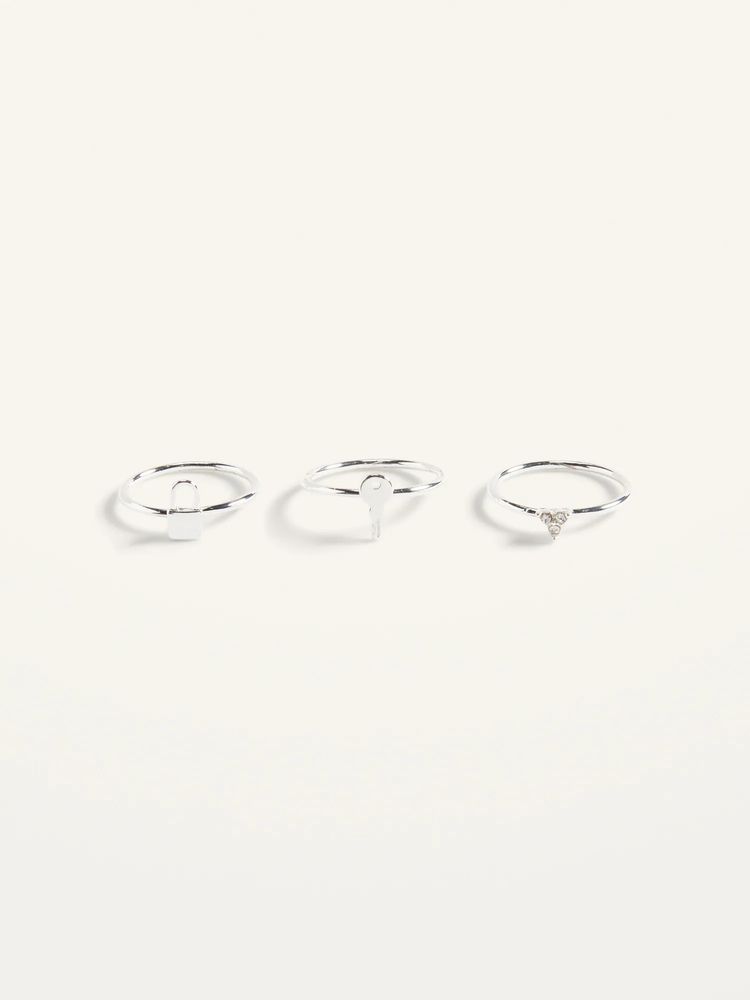 Real Silver-Plated Rings Variety 3-Pack for Women