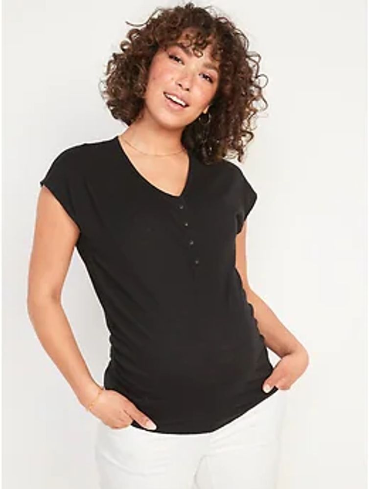 Maternity EveryWear Slub-Knit Henley T-Shirt