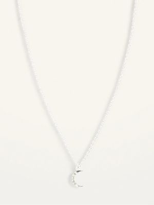 Sterling Silver Crescent Moon Pendant Necklace for Women