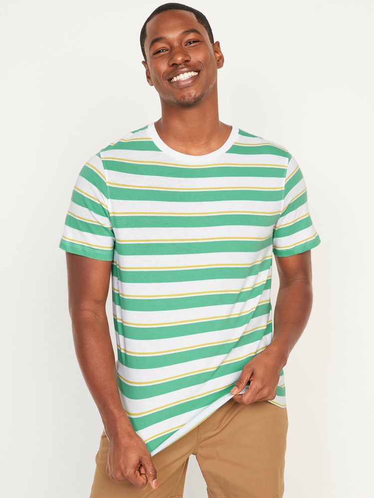 Soft-Washed Striped Crew-Neck T-Shirt for Men