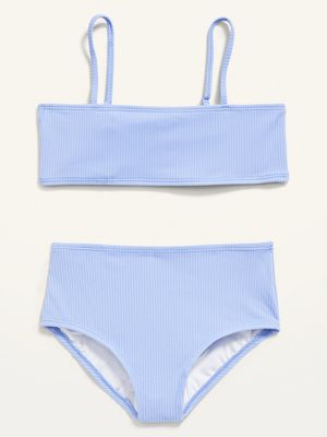 Rib-Knit Bandeau Bikini Swim Set for Girls