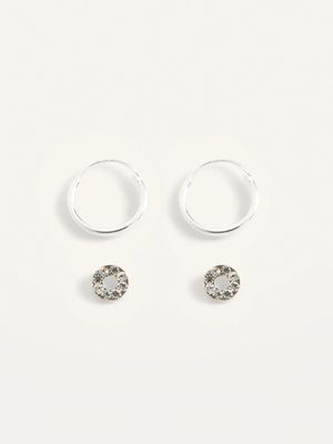 Sterling Silver Earrings Variety 2-Pack for Women