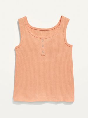 Cropped Rib-Knit Henley Tank Top for Girls