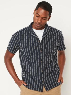 Dobby-Stripe Short-Sleeve Camp Shirt for Men
