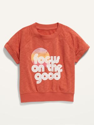 Short-Sleeve Graphic Crew-Neck Sweatshirt for Girls