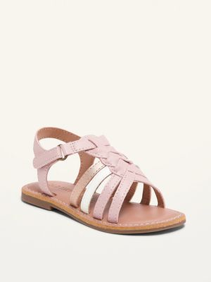 Faux-Leather Braided Sandals for Toddler Girls