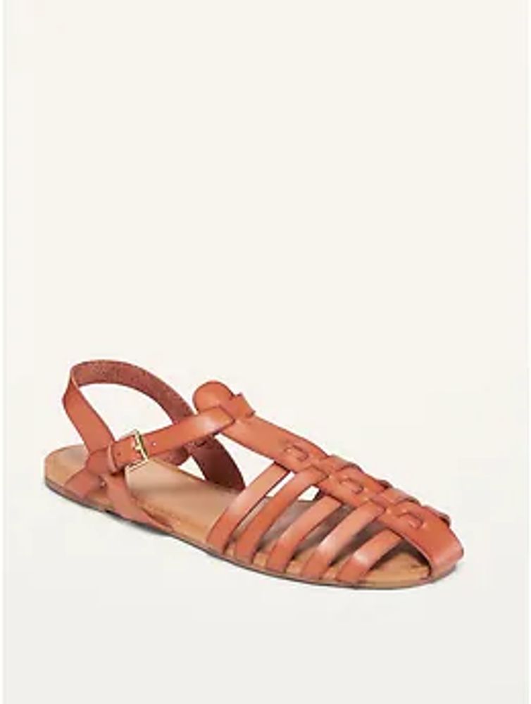 Strappy Faux-Leather Sandals for Women