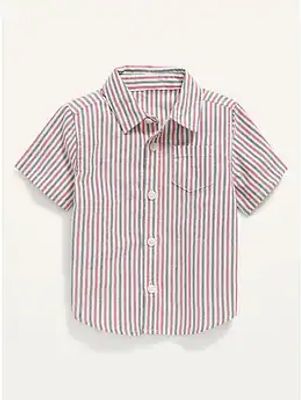 Short-Sleeve Matching Stripe Pocket Shirt for Baby