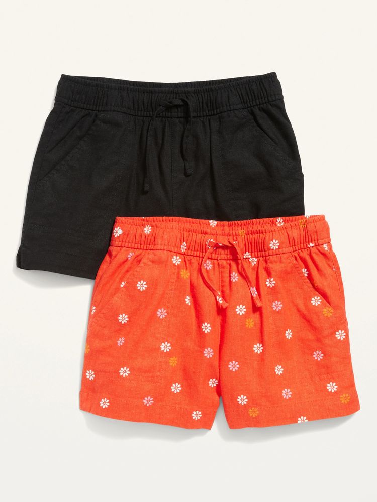 Old Navy Linen-Blend Patterened Drawstring Shorts 2-Pack for Girls