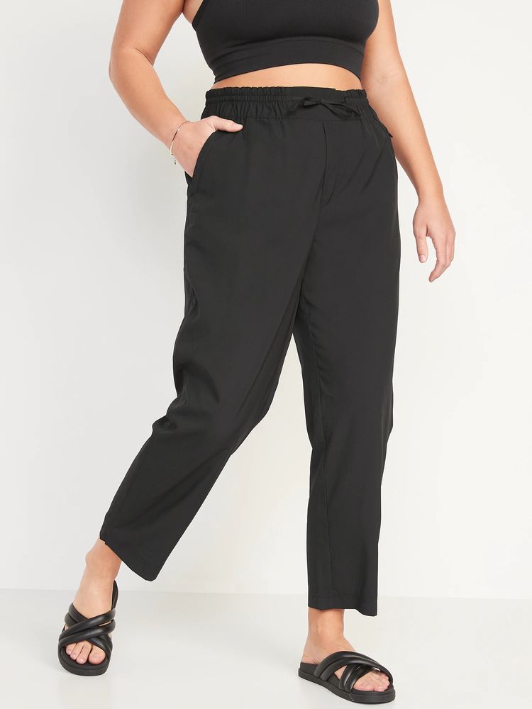 High-Waisted StretchTech Cropped Tapered Pants for Women