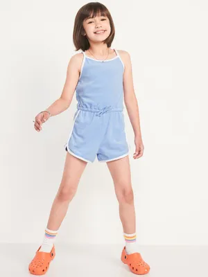 Sleeveless Loop-Terry Cinched-Waist Romper for Girls