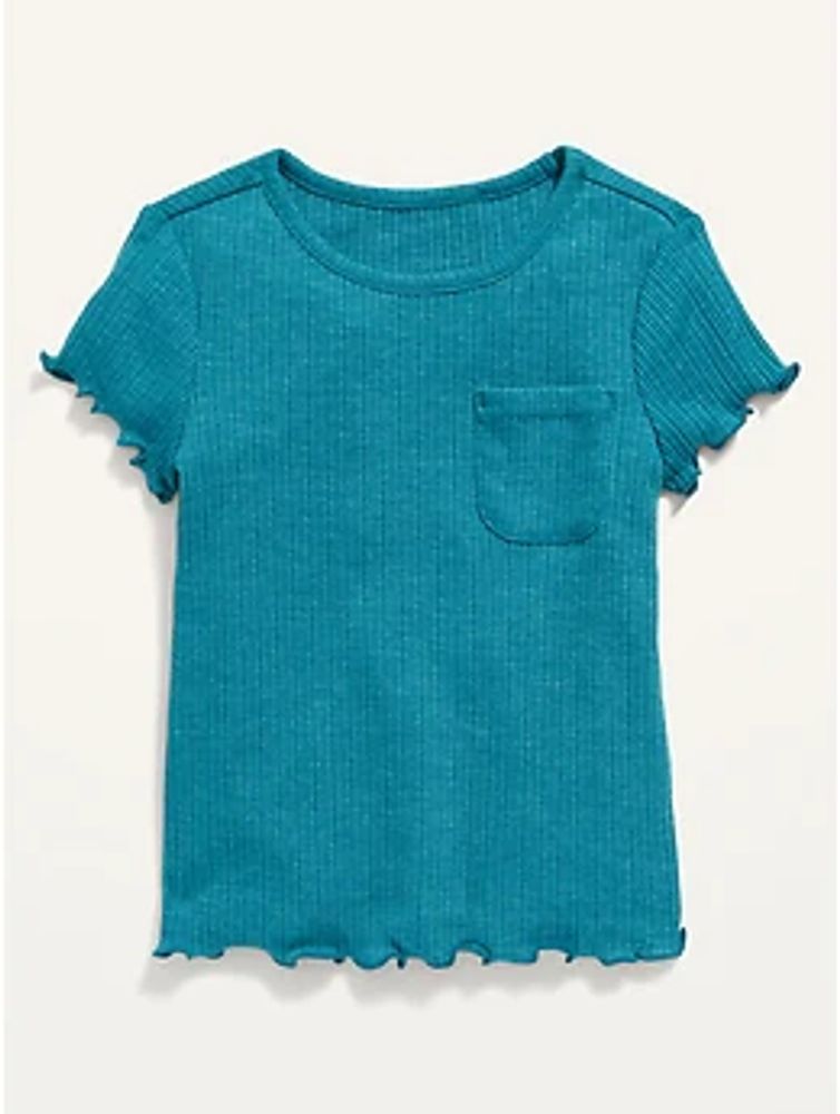 Lettuce-Edge Pocket T-Shirt for Toddler Girls