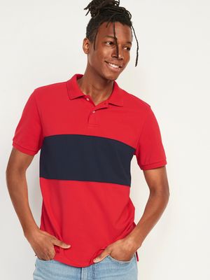 Moisture-Wicking Color-Blocked Polo Shirt for Men