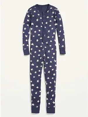 Gender-Neutral Snug-Fit Matching Stars One-Piece Pajamas for Kids