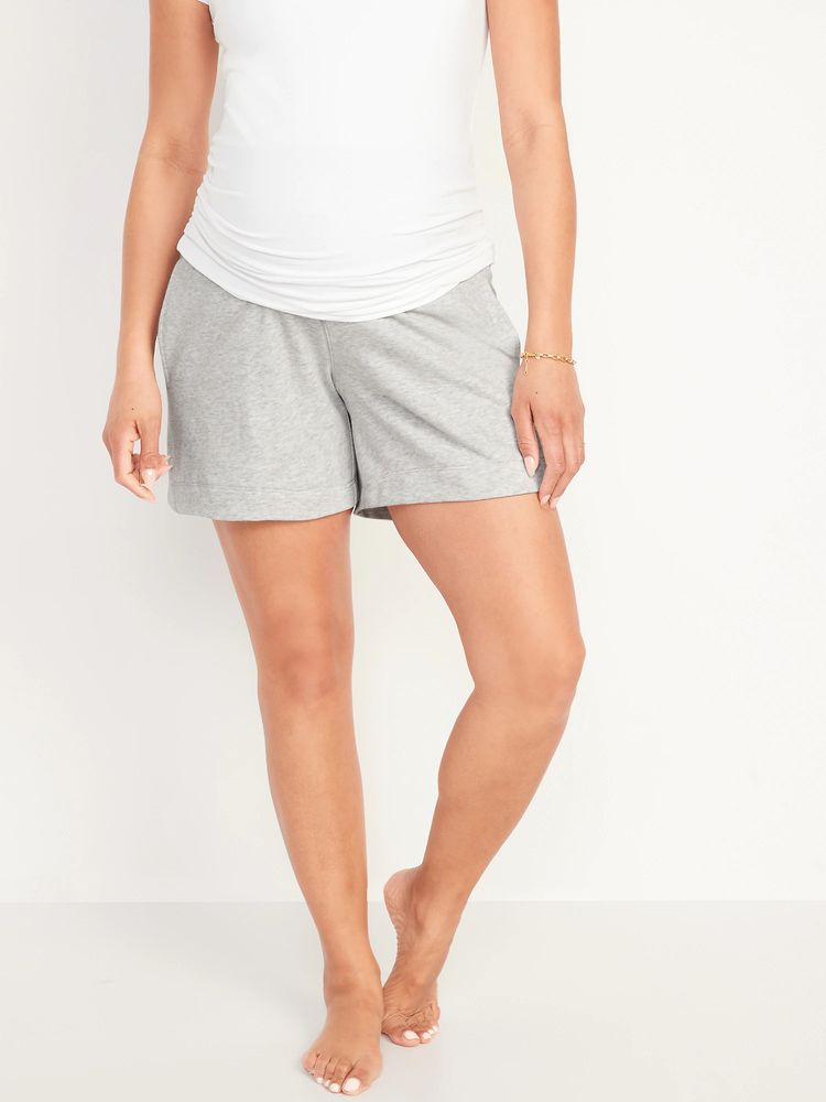 Maternity Foldover-Waist French Terry Shorts - 6-inch inseam
