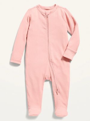 Unisex 2-Way-Zip Sleep & Play Rib-Knit Footed One-Piece for Baby
