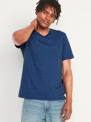 Soft-Washed Micro-Stripe V-Neck T-Shirt for Men