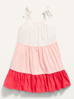 Sleeveless Color-Blocked Midi Swing Dress for Toddler Girls