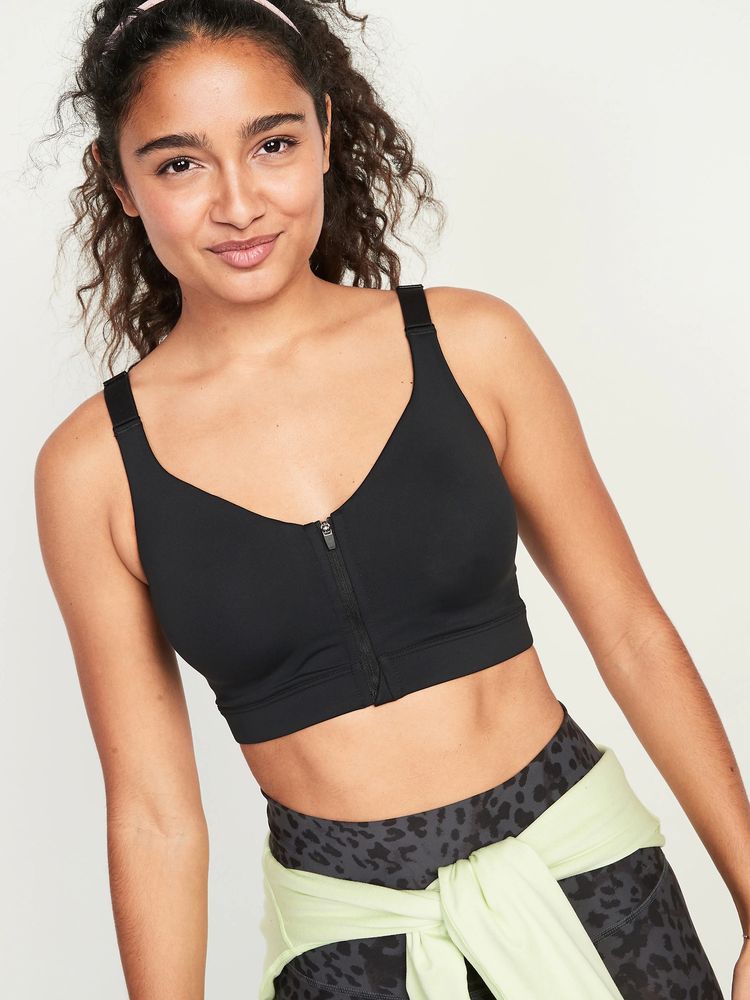 Old Navy High-Support PowerSoft Zip-Front Sports Bra for Women 32C-42C