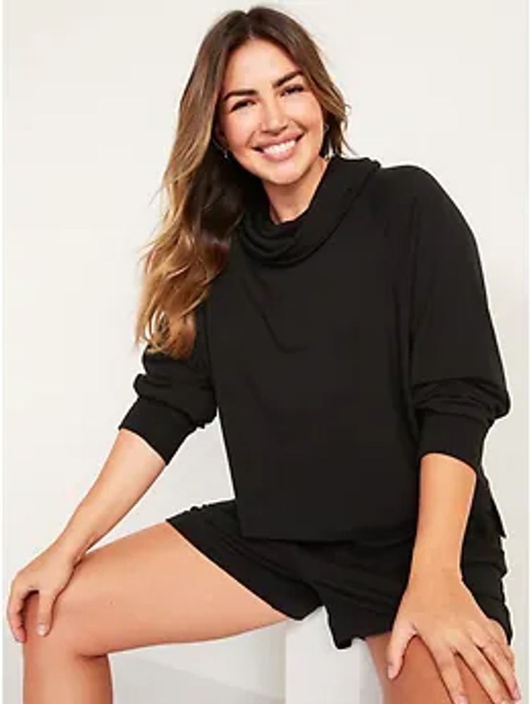 Cozy-Knit Cowl-Neck Lounge Top for Women