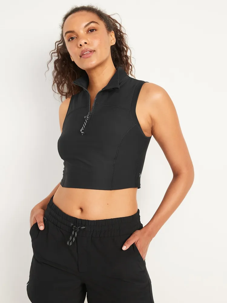 Old Navy Sleeveless PowerSoft Cropped Half-Zip Top for Women